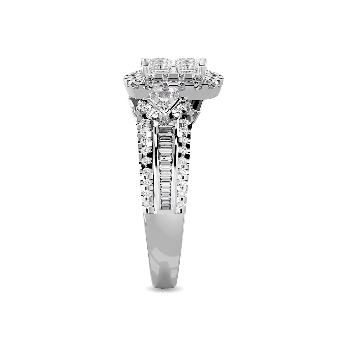 Diamond 1 3/4 Ct.Tw. Round and Princess Bridal Ring in 14K White Gold