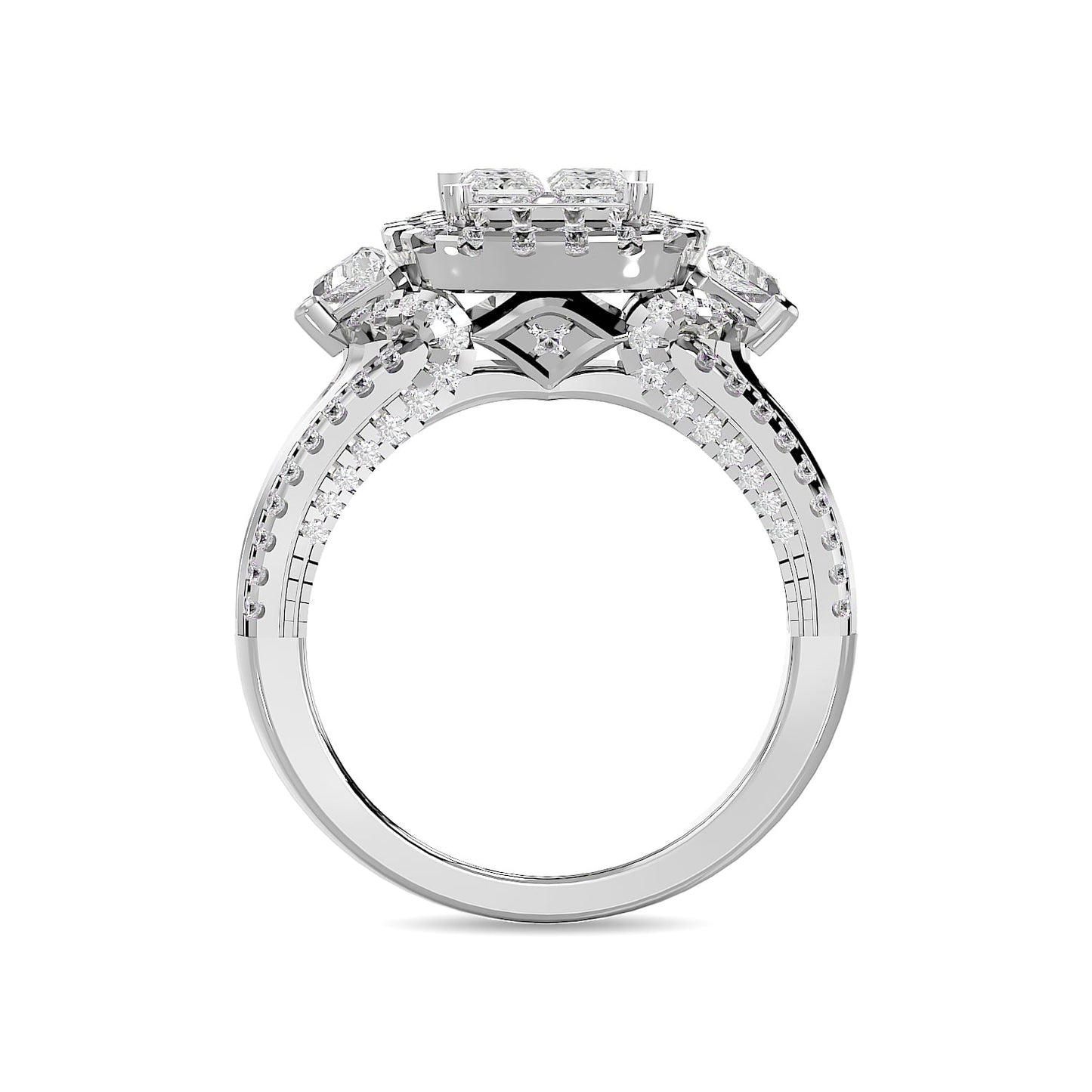 Diamond 1 3/4 Ct.Tw. Round and Princess Bridal Ring in 14K White Gold