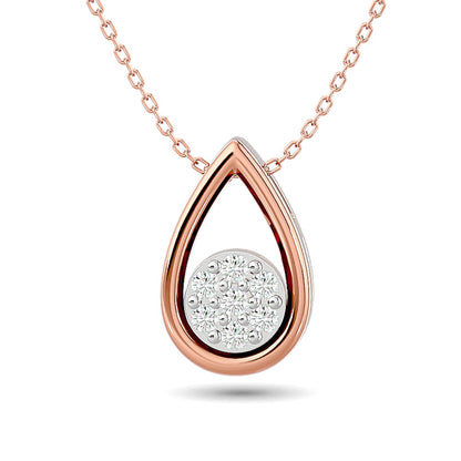Diamond Tear Shape Pendant 1/10 Ct.tw Round Cut in 10K Rose Gold