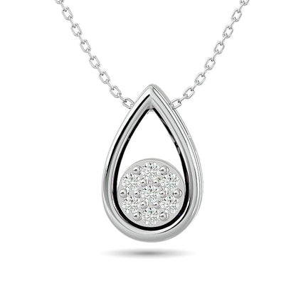 Diamond Tear Shape Pendant 1/10 Ct.tw Round Cut in 10K White Gold