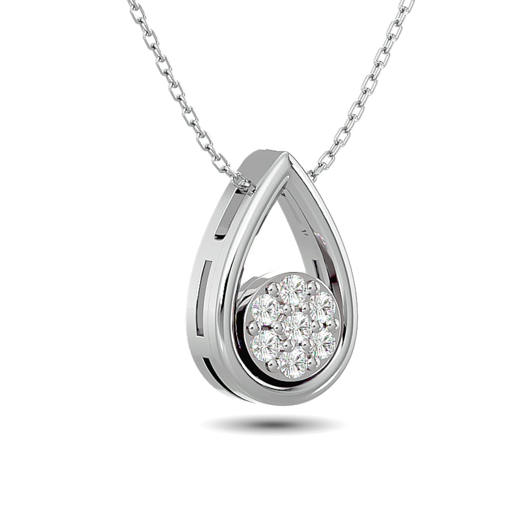 Diamond Tear Shape Pendant 1/10 Ct.tw Round Cut in 10K White Gold