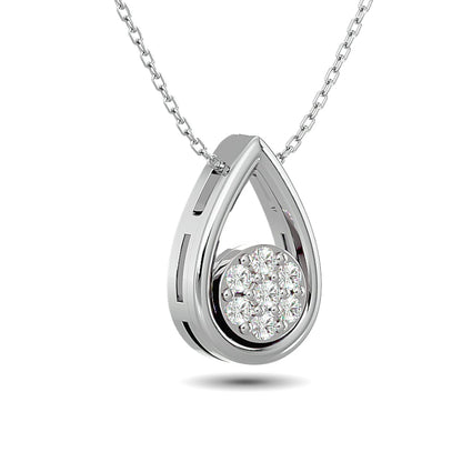 Diamond Tear Shape Pendant 1/10 Ct.tw Round Cut in 10K White Gold