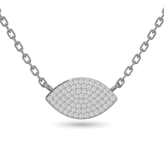 Diamond Eye Shape Necklace 1/5 Ct.tw in 10K White Gold