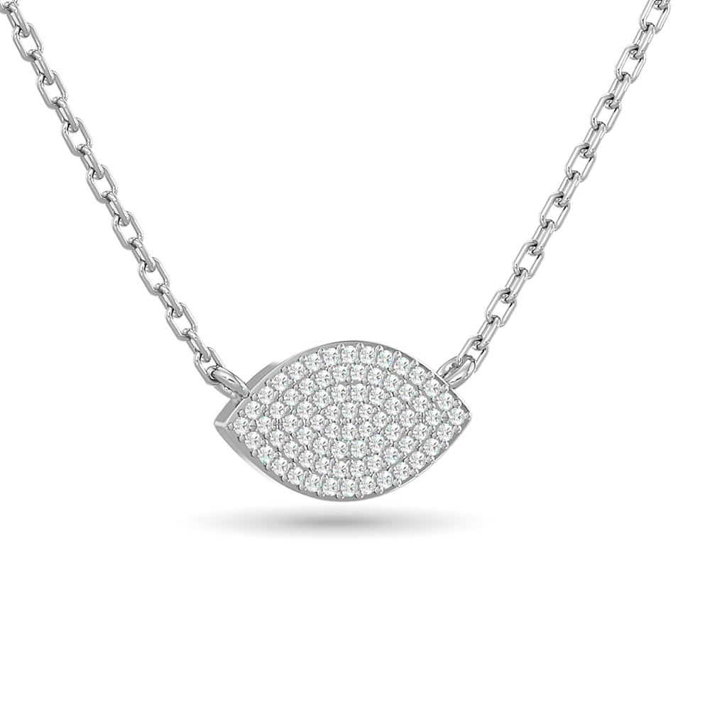 Diamond Eye Shape Necklace 1/5 Ct.tw in 10K White Gold