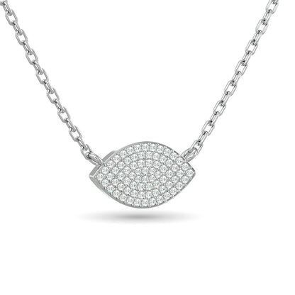 Diamond Eye Shape Necklace 1/5 Ct.tw in 10K White Gold