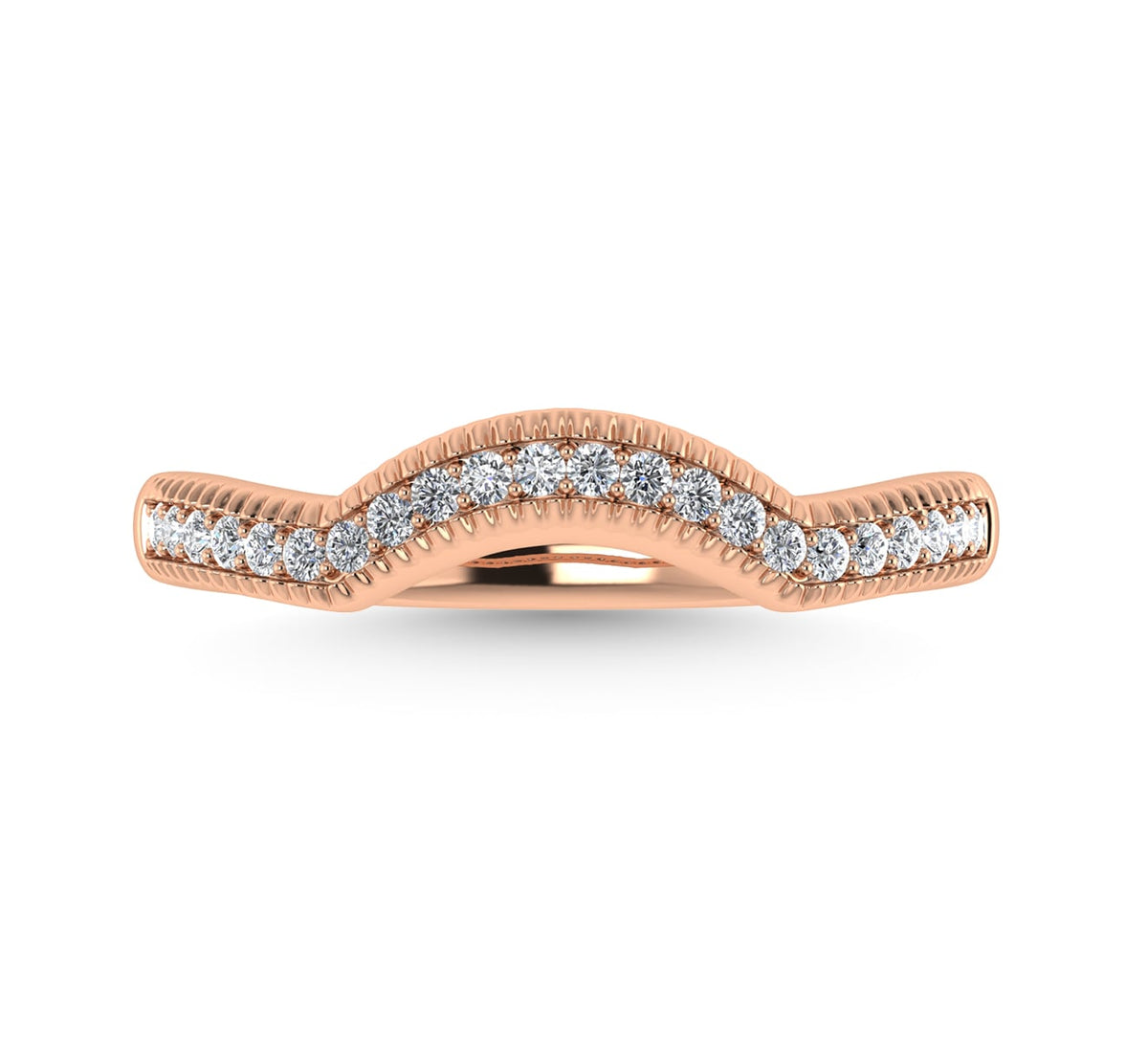 Diamond 1/10 Ct.Tw. Chevron Band in 14K Rose Gold