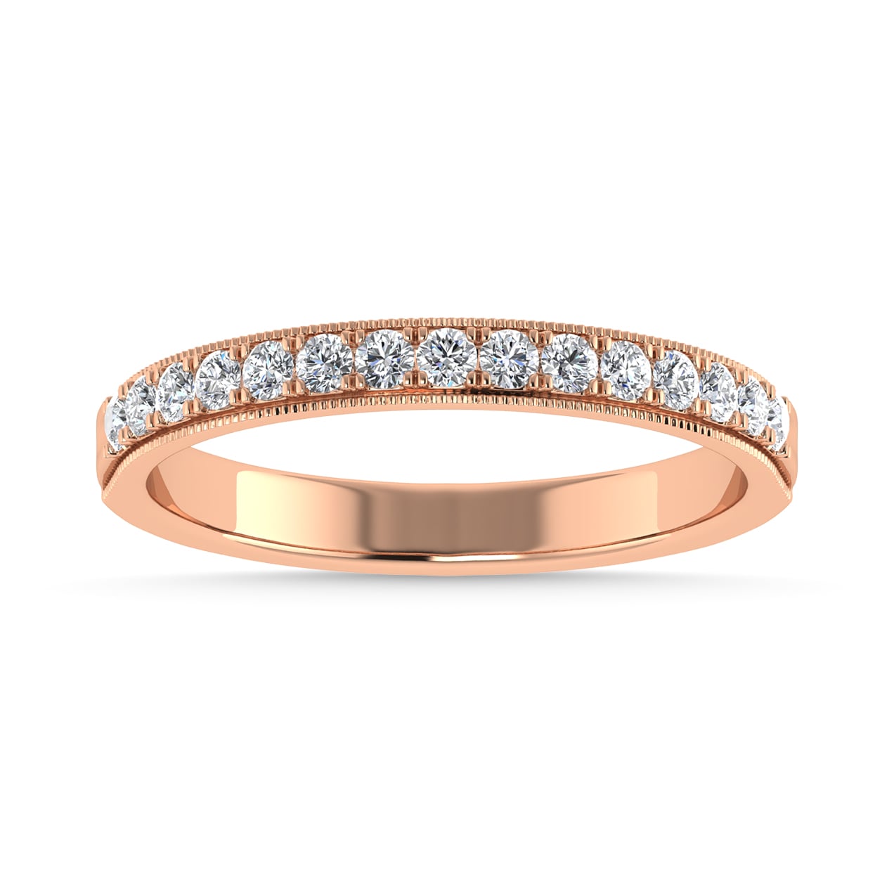 Diamond 1/4 Ct.Tw. Ladies Wedding Band in 14K Rose Gold