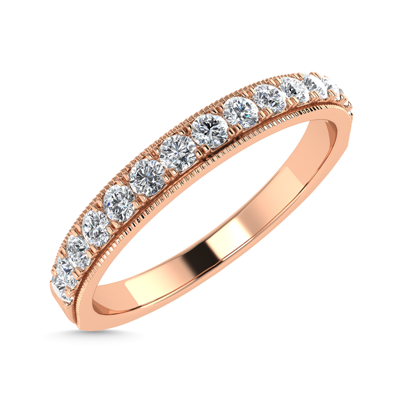 Diamond 1/4 Ct.Tw. Ladies Wedding Band in 14K Rose Gold
