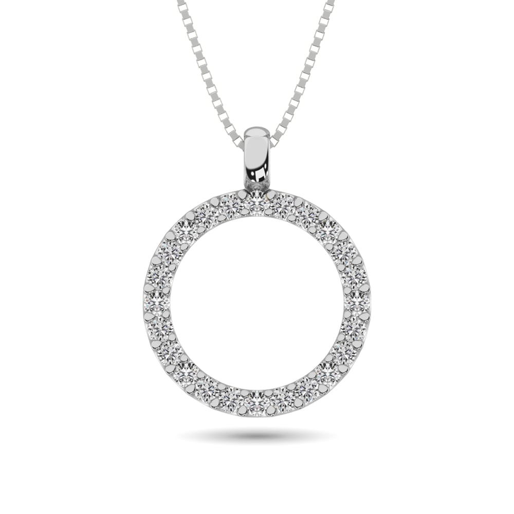 Diamond Circle Pendant 1/4 Ct.tw in 14K White Gold
