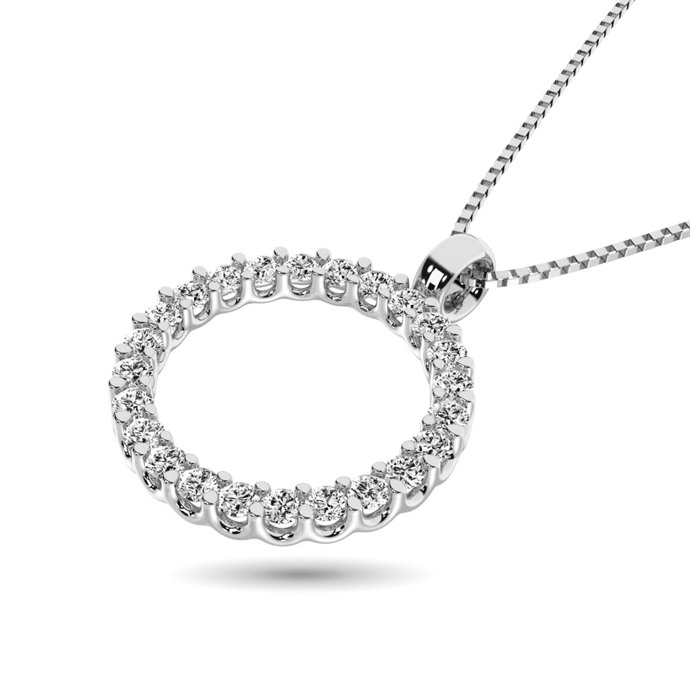 Diamond Circle Pendant 1/4 Ct.tw in 14K White Gold