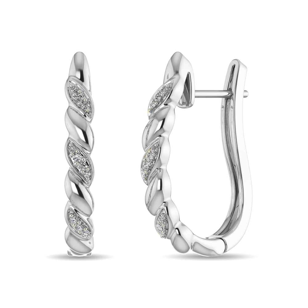 Diamond Hoop Earrings 1/10 Ct.tw in Sterling Silver