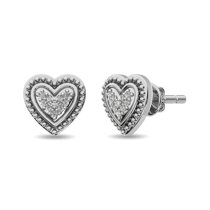 Diamond Heart Earrings 1/20 Ct.tw in Sterling Silver