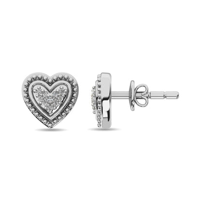 Diamond Heart Earrings 1/20 Ct.tw in Sterling Silver