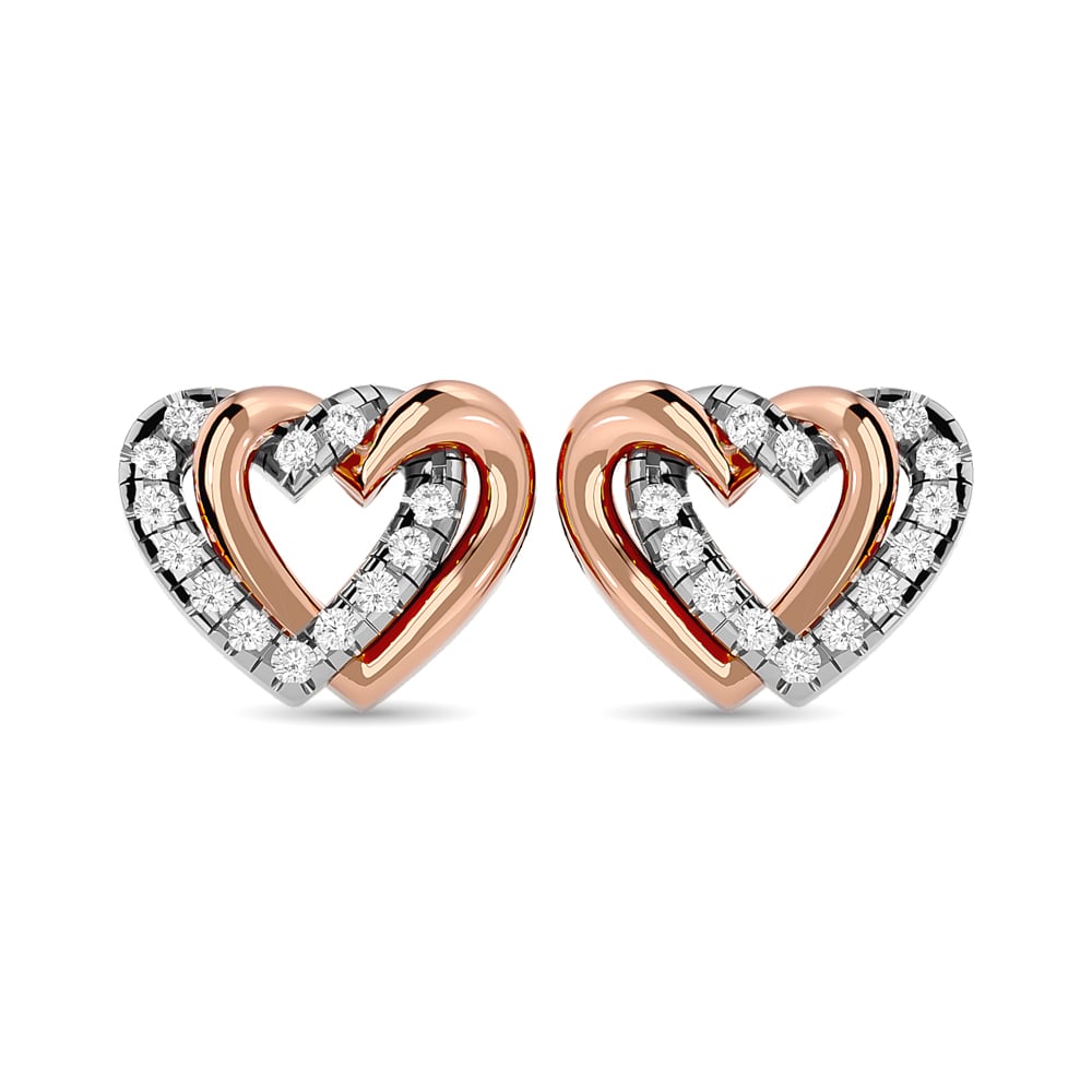 Diamond Duel Heart earrings 1/6 Ct.tw in 10K Rose Gold