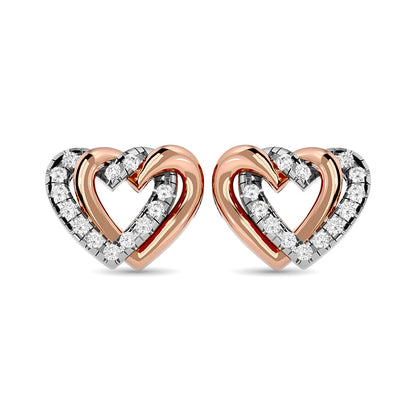 Diamond Duel Heart earrings 1/6 Ct.tw in 10K Rose Gold