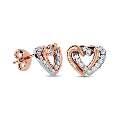 Diamond Duel Heart earrings 1/6 Ct.tw in 10K Rose Gold