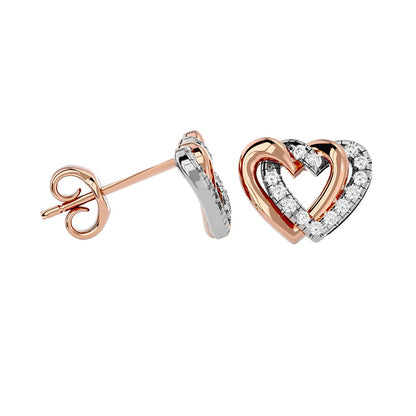Diamond Duel Heart earrings 1/6 Ct.tw in 10K Rose Gold