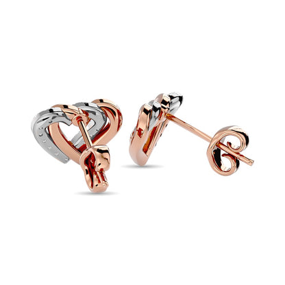Diamond Duel Heart earrings 1/6 Ct.tw in 10K Rose Gold