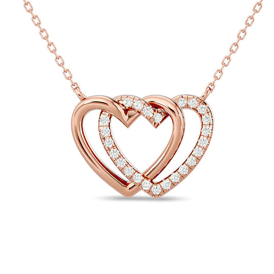 Diamond Duel Heart Fashion Necklace 1/8 Ct.tw in 10K Rose Gold