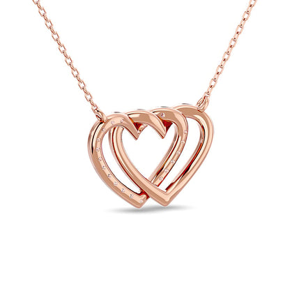 Diamond Duel Heart Fashion Necklace 1/8 Ct.tw in 10K Rose Gold