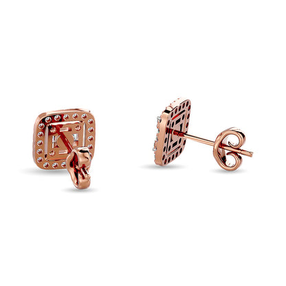 Diamond 1/3 Ct.Tw. Round and Baguette Fashion Earrings in 14K Rose Gold