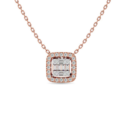 Diamond 1/4 Ct.Tw. Round and Baguette Fashion Pendant in 14K Rose Gold