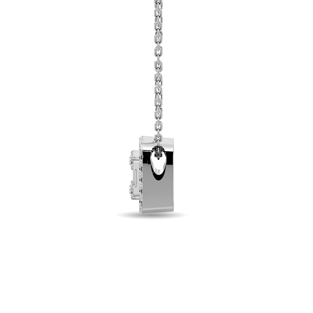 Diamond 1/4 Ct.Tw. Round and Baguette Fashion Pendant in 14K White Gold