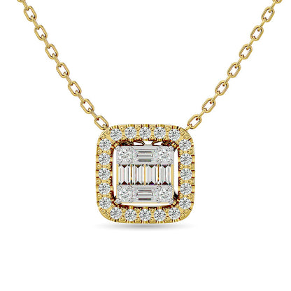 Diamond 1/4 Ct.Tw. Round and Baguette Fashion Pendant in 14K Yellow Gold