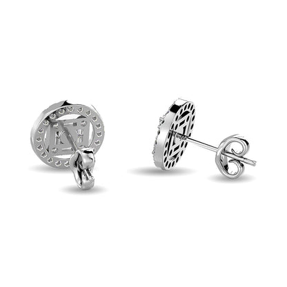 Diamond 3/8 Ct.Tw. Round and Baguette Fashion Earrings in 14K White Gold