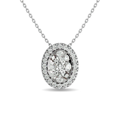 Diamond 1/2 Ct.tw Oval Shape Cluster Pendant in 14K White Gold