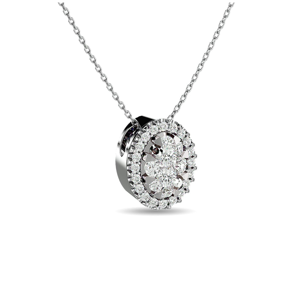 Diamond 1/2 Ct.tw Oval Shape Cluster Pendant in 14K White Gold