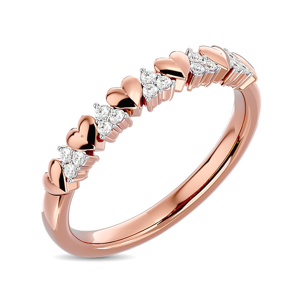 Diamond 1/10 Ct.tw Heart Stackable Ring in 10K Rose Gold