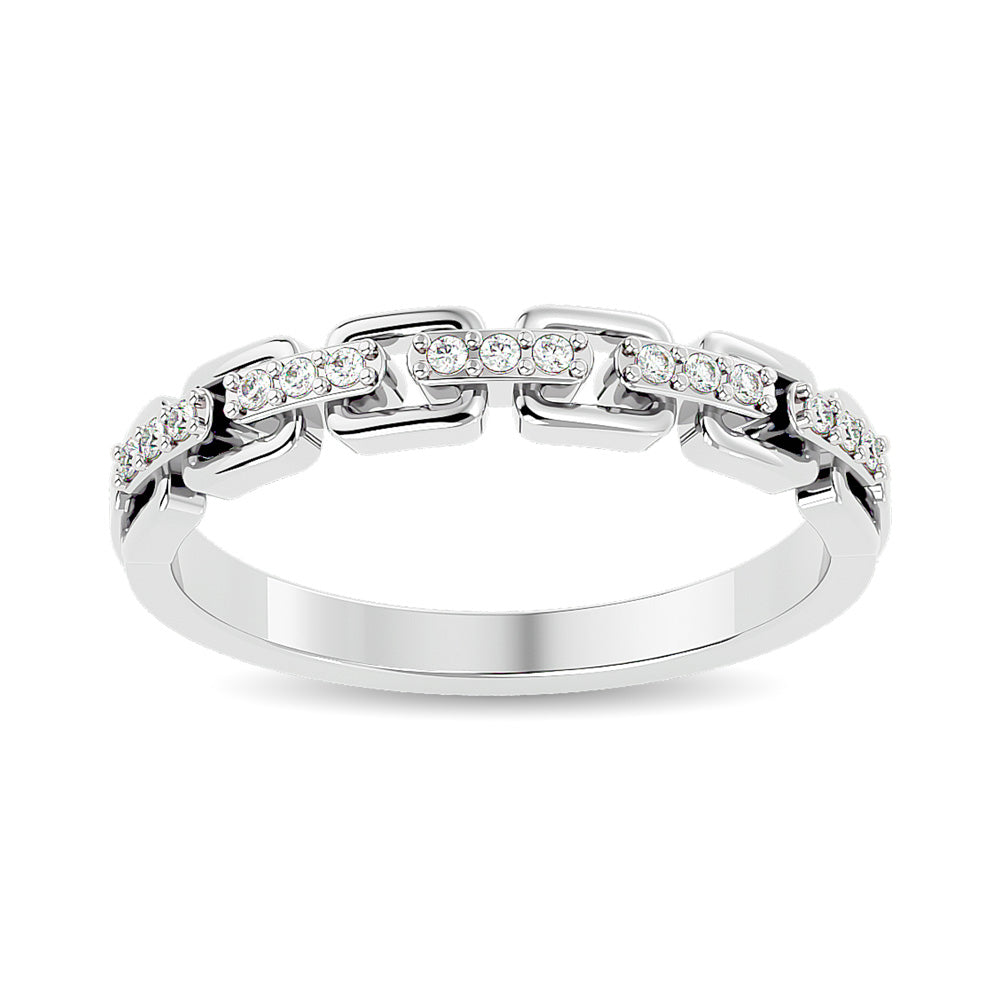 Diamond 1/10 Ct.tw Ladies band in 10K White Gold