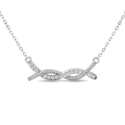 Diamond Round Cut Fashion Necklace 1/6 Ct.tw in 10K White Gold