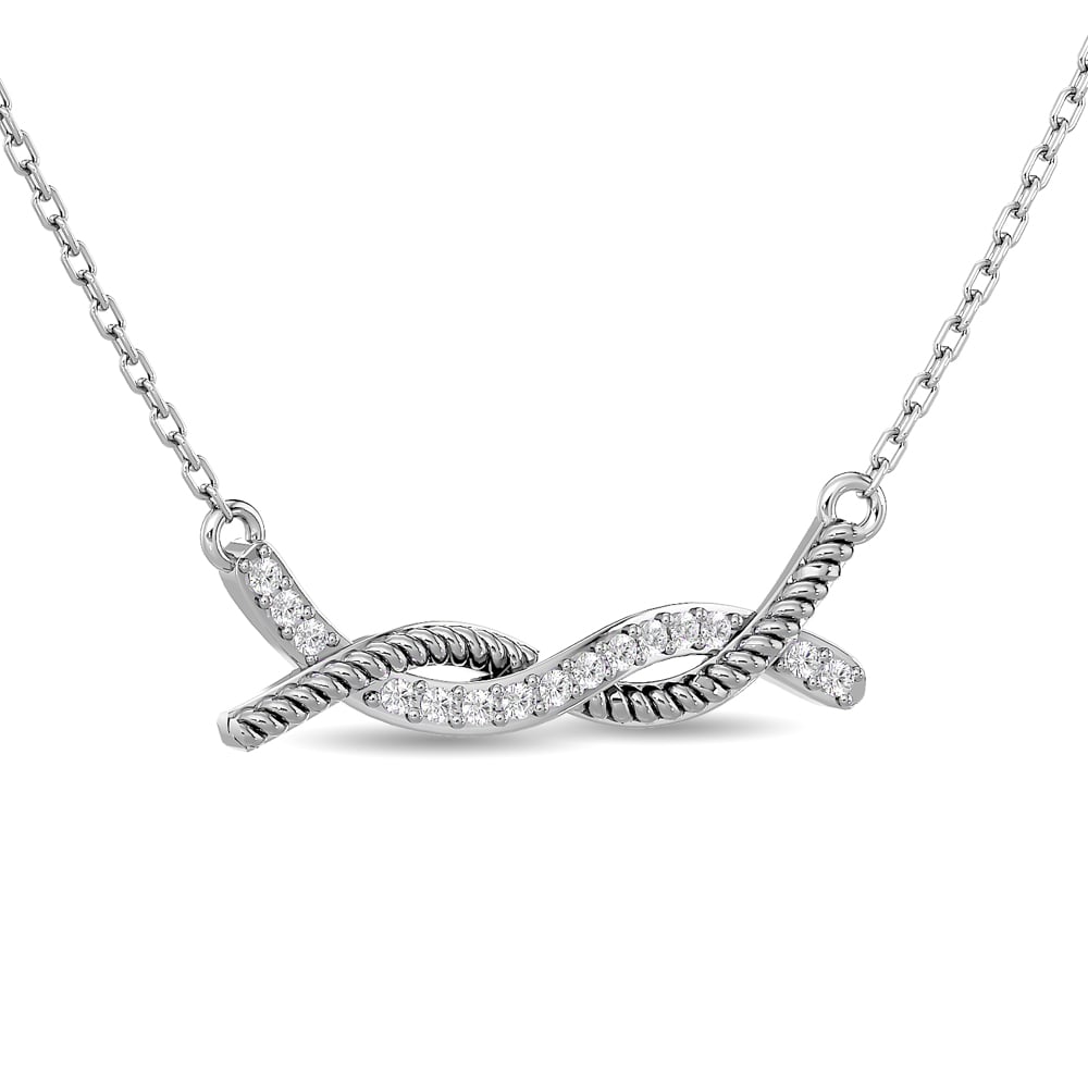 Diamond Round Cut Fashion Necklace 1/6 Ct.tw in 10K White Gold