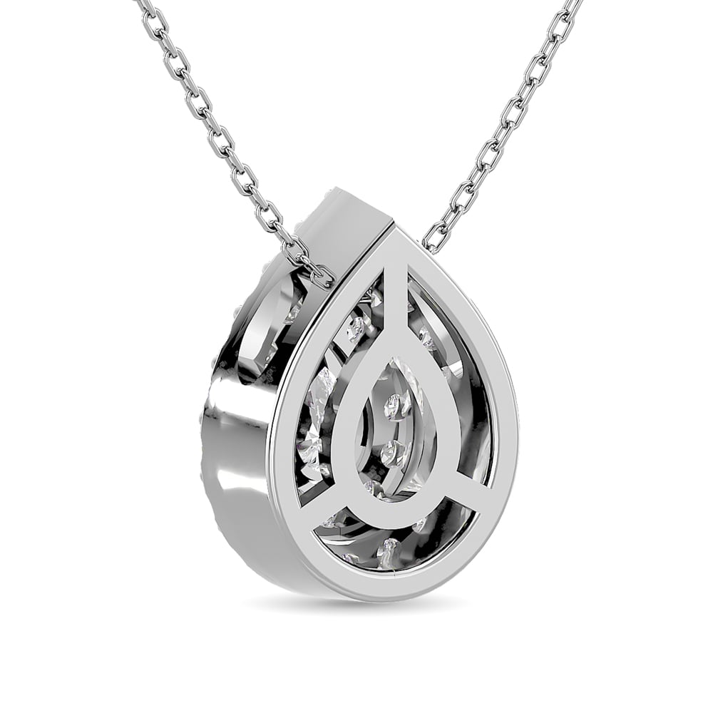 Diamond Pear Cut Double Halo Pendant 3/8 Ct.tw in 14K White Gold