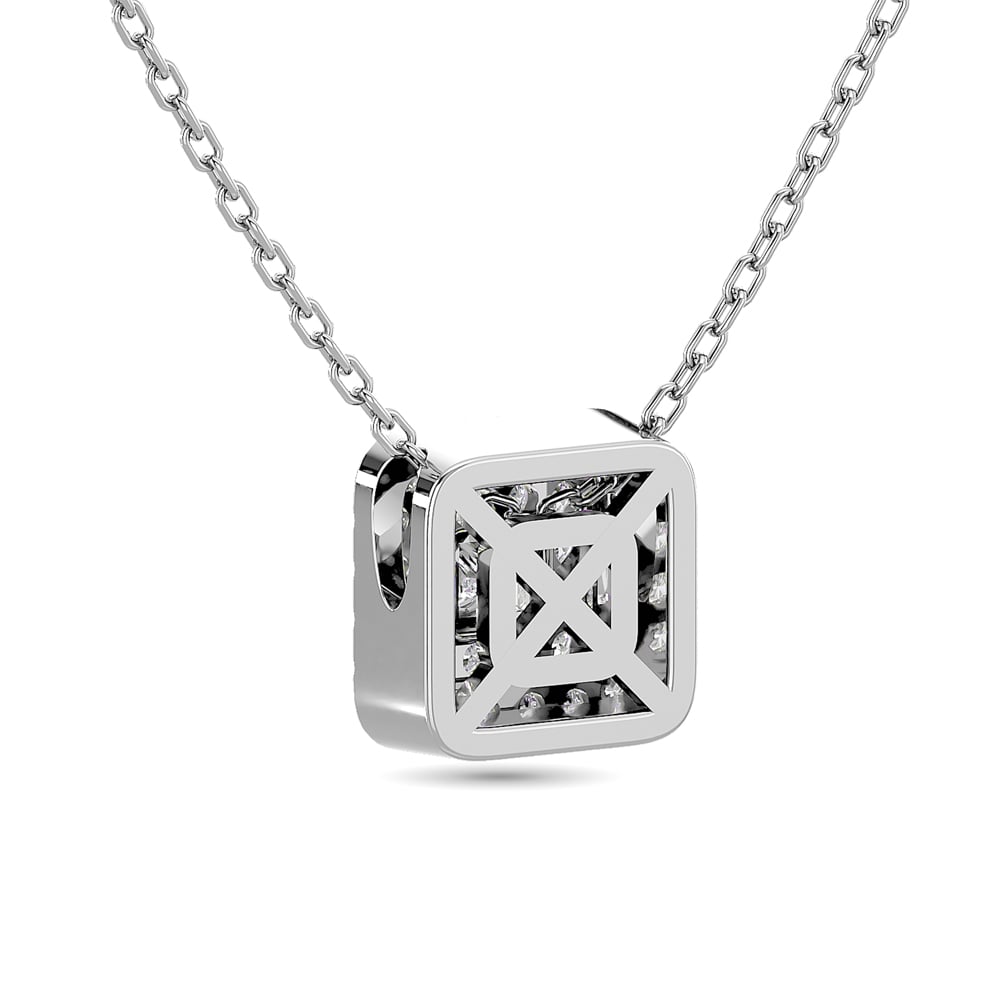 Diamond Princess Cut Double Halo Pendant 3/8 Ct.tw in 14K White Gold