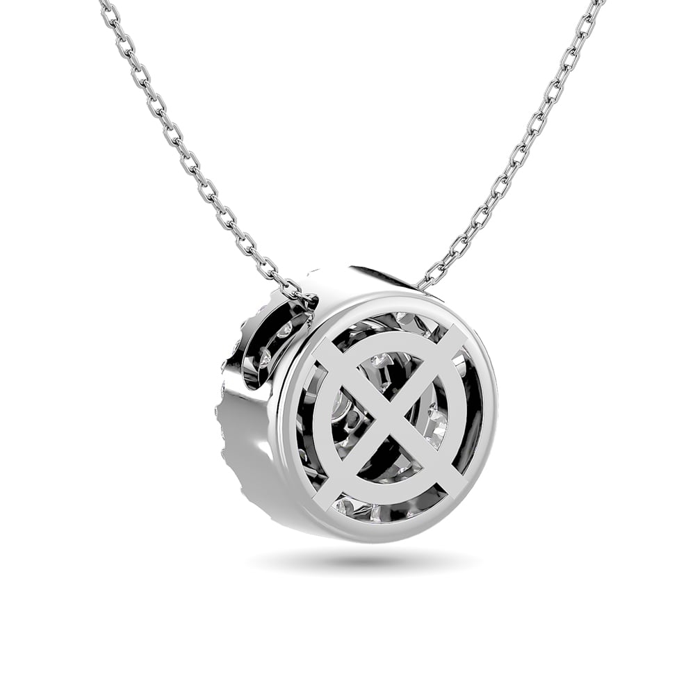 Diamond Round Cut Double Halo Pendant 3/8 Ct.tw in 14K White Gold