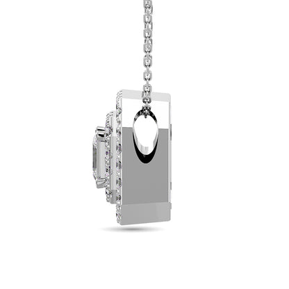 Diamond Emerald Cut Double Halo Pendant 3/8 Ct.tw in 14K White Gold
