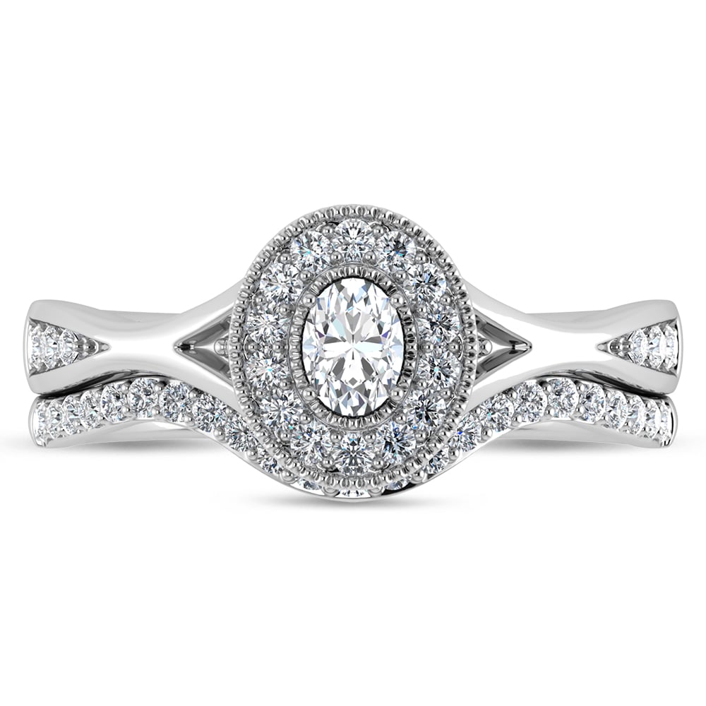 Diamond 1/2 Ct.Tw. Oval Cut Bridal Ring in 14K White Gold