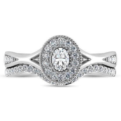 Diamond 1/2 Ct.Tw. Oval Cut Bridal Ring in 14K White Gold