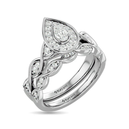 Diamond 1/2 Ct.Tw. Pear Cut Bridal Ring in 14K White Gold