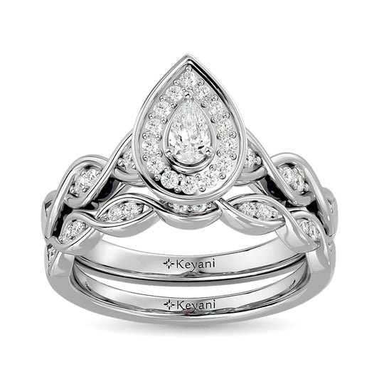 Diamond 1/2 Ct.Tw. Pear Cut Bridal Ring in 14K White Gold