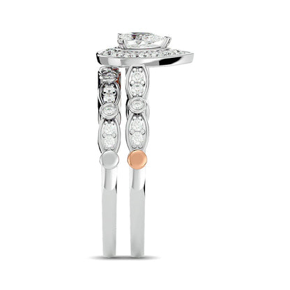 Diamond 5/8 Ct.Tw. Pear Cut Bridal Ring in 14K Two Tone