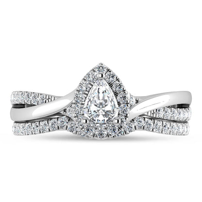 Diamond 5/8 Ct.Tw. Pear Cut Bridal Ring in 14K White Gold