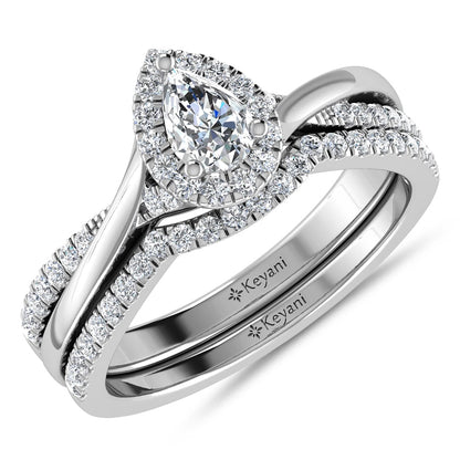 Diamond 5/8 Ct.Tw. Pear Cut Bridal Ring in 14K White Gold
