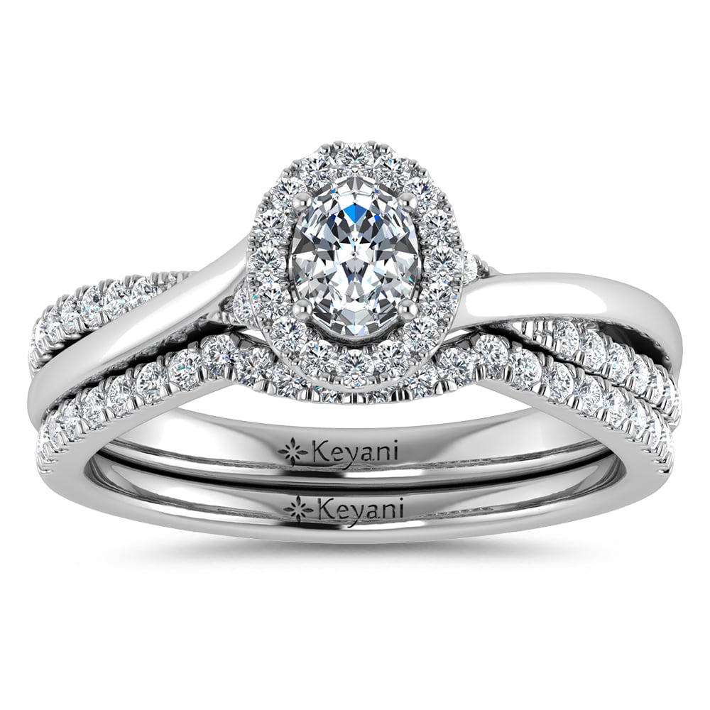 Diamond 5/8 Ct.Tw. Oval Cut Bridal Ring in 14K White Gold