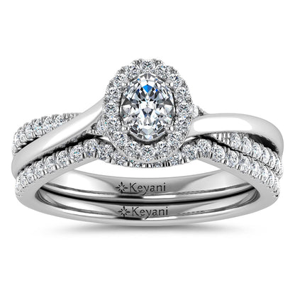 Diamond 5/8 Ct.Tw. Oval Cut Bridal Ring in 14K White Gold