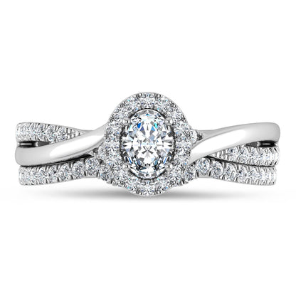 Diamond 5/8 Ct.Tw. Oval Cut Bridal Ring in 14K White Gold