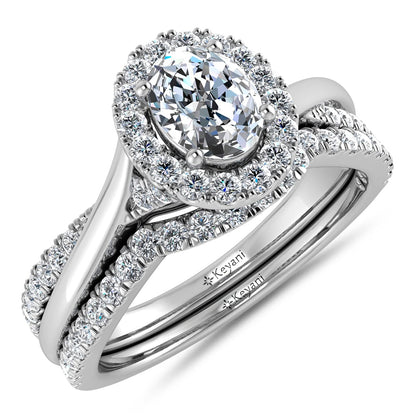 Diamond 5/8 Ct.Tw. Oval Cut Bridal Ring in 14K White Gold